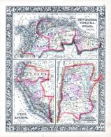 New Granada, Venezuela and Guiana, Peru and Equador, Argentine Confederation, World Atlas 1864 Mitchells New General Atlas